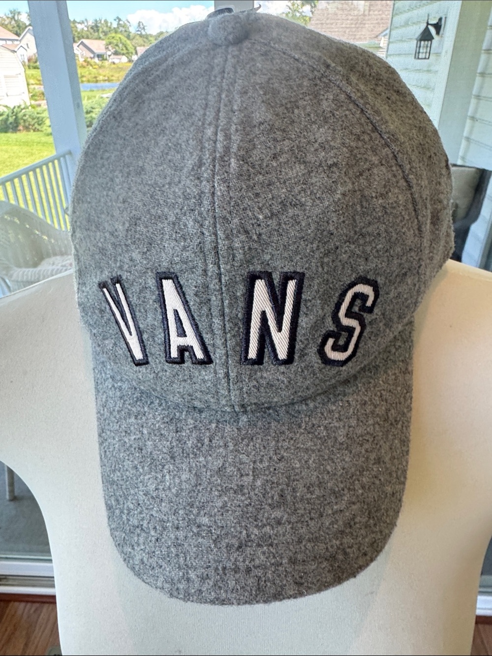 Vans Off The Wall Dugout Gray Wool Blend Strapback Hat Cap